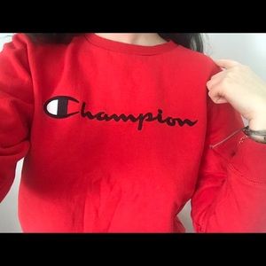red champion long sleeve pullover sweater
